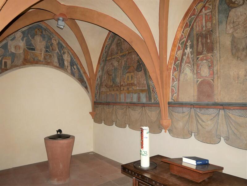 Mittelalterliche Wandmalereien in der Taufkapelle der Protestantischen Stiftskirche Landau. 