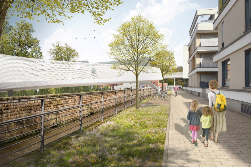 So soll die Fu&szlig;- und Radwegebr&uuml;cke &uuml;ber die Maximilianstra&szlig;e und die Bahngleise in Landau einmal aussehen. 