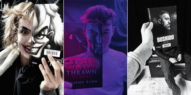 Die #Bookface-Fotos zu den B&uuml;chern &raquo;Cruella, die Teufelin&laquo; (Platz 1), &raquo;Star Wars: Thrawn - Verrat&laquo; (Platz 2) und &raquo;Anis (Bushido)&laquo; (Platz 3) wurden am besten bewertet. 