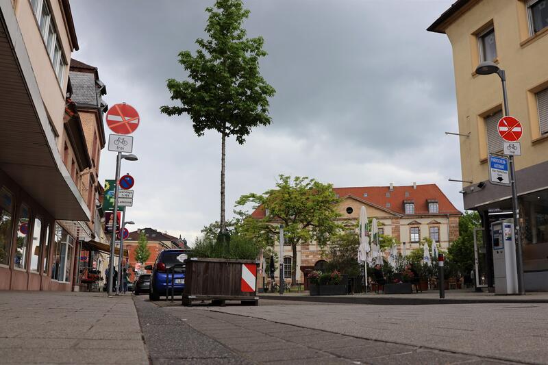 Noch sind die Verkehrsschilder in der Landauer K&ouml;nigstra&szlig;e durchgestrichen, doch ab Montag, 27. Mai, greift die Ma&szlig;nahme. 