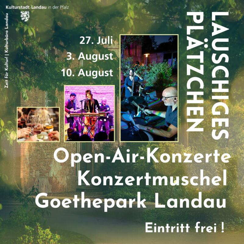 Auch im Sommer wird in Landau weiter gefeiert: Am 27. Juli, 3. und 10. August gibt es Live-Musik im Goethepark. 