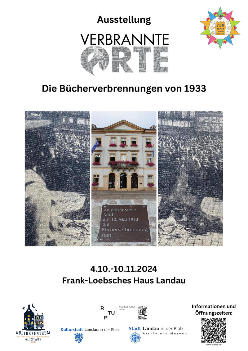 Die Ausstellung &raquo;Verbrannte Orte - Die B&uuml;cherverbrennung von 1933&laquo; ist von 4. Oktober bis 10. November im Frank-Loebschen Haus in Landau zu sehen. 