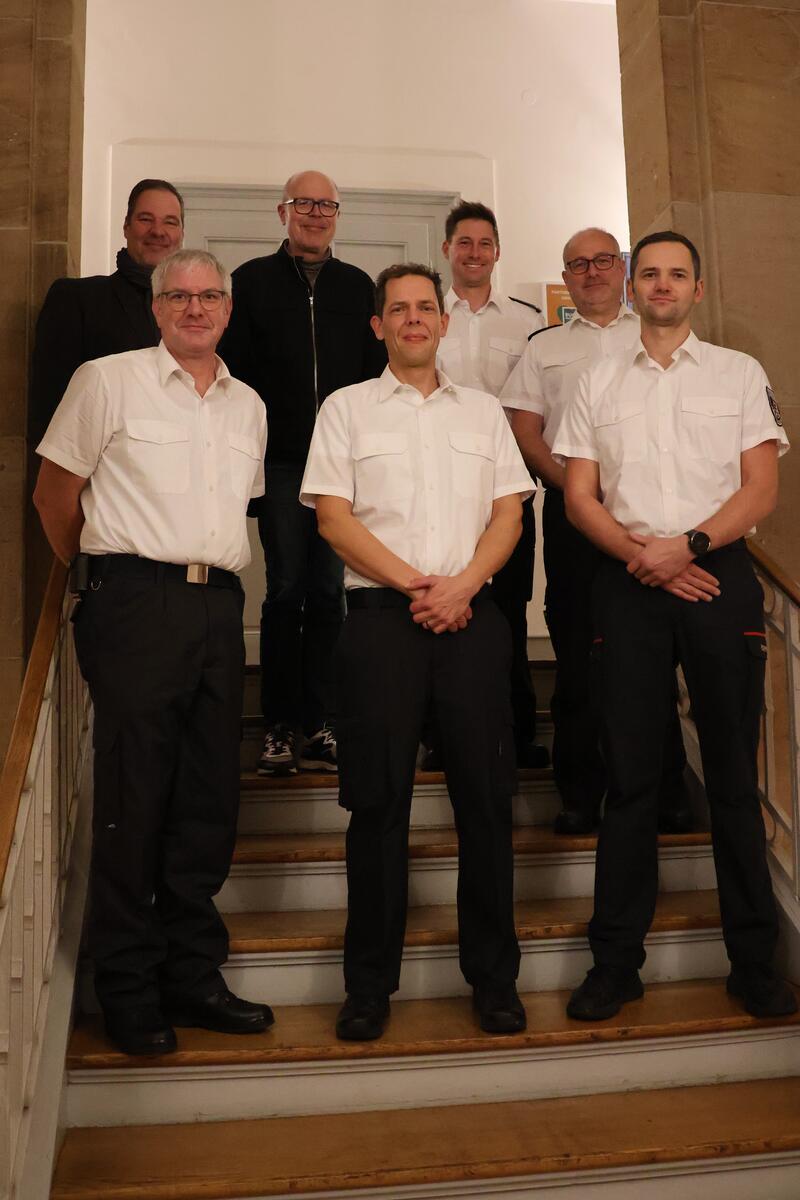 Beim offiziellen Vereidigungstermin im Landauer Rathaus: Hauptamtsleiter Michael G&ouml;tz, Thomas Langner, Oberb&uuml;rgermeister Dominik Gei&szlig;ler, Michael Hoffmann, Stefan Krauch, Michael Bumb und Johannes Schilling (v.l.n.r.).