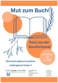 Bild vergr&ouml;&szlig;ern: Die Stadtbibliothek Landau l&auml;dt zur Aktion &raquo;Mut zum Buch&laquo; ein. Leserinnen und Leser haben dabei die M&ouml;glichkeit, sich mit einem eingepackten Buch &uuml;berraschen zu lassen und dabei neue Genres zu entdecken.