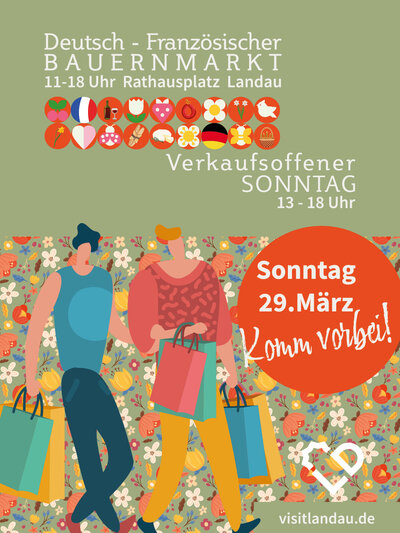Bild vergr&ouml;&szlig;ern: Genuss, Fr&uuml;hlingsstimmung und grenz&uuml;berschreitende Vielfalt: Am Sonntag, 29. M&auml;rz, verwandelt sich der Landauer Rathausplatz von 11 bis 18 Uhr in einen Treffpunkt f&uuml;r Feinschmeckerinnen und Feinschmecker. Bereits zum 12. Mal treffen hier regionale Spezialit&auml;ten aus der Pfalz auf kulinarische K&ouml;stlichkeiten aus dem Elsass - und machen den Deutsch-Franz&ouml;sischen Bauernmarkt zu einem besonderen Erlebnis f&uuml;r alle Sinne. Und nicht nur das: Passend zum Marktsonntag &ouml;ffnen zwischen 13 und 18 Uhr auch die Gesch&auml;fte in der Innenstadt und laden zum entspannten Einkaufsbummel ein.  &raquo;Der Deutsch-Franz&ouml;sische Bauernmarkt bringt jedes Jahr aufs Neue die besondere Lebensart unserer Region auf den Punkt: hochwertige Produkte, herzliche Begegnungen und die Freude an gutem Essen und geselligem Miteinander&laquo;, betont die Gesch&auml;ftsf&uuml;hrerin der StadtLeben Landau in der Pfalz GmbH Nina Ziegler. &raquo;Gerade im Fr&uuml;hling zeigt sich Landau von seiner sch&ouml;nsten Seite - wir freuen uns sehr, gemeinsam mit unseren G&auml;sten die neue Saison einzul&auml;uten.&laquo; Ob ofenfrisches Brot, feine Ziegenk&auml;sevariationen, hausgemachte Marmeladen, franz&ouml;sisches Geb&auml;ck oder frisch ger&auml;ucherte Forellen: Die Auswahl ist ebenso vielf&auml;ltig wie hochwertig. Im Mittelpunkt stehen Produkte aus der Region, nachhaltige Erzeugung und die enge Verbindung von Tradition und Genuss. Neben dem kulinarischen Angebot l&auml;dt der Markt auch zum entspannten Verweilen ein: Ein Glas Wein, kleine Leckereien und die ersten warmen Sonnenstrahlen sorgen f&uuml;r eine besondere Atmosph&auml;re mitten in der Stadt. Abgerundet wird das Angebot durch liebevoll ausgew&auml;hlte Fr&uuml;hlings- und Dekorationsartikel. Parallel dazu &ouml;ffnen von 13 bis 18 Uhr die Gesch&auml;fte in der Innenstadt zum verkaufsoffenen Sonntag. Der Landauer Einzelh&auml;ndel pr&auml;sentiert die aktuellen Fr&uuml;hjahrskollektionen und die Caf&eacute;s und Restaurants locken die Besucherinnen und Besucher in ihre Au&szlig;engastronomie. Ein Bummel durch die historische Altstadt l&auml;sst sich so ideal mit dem Marktbesuch verbinden.