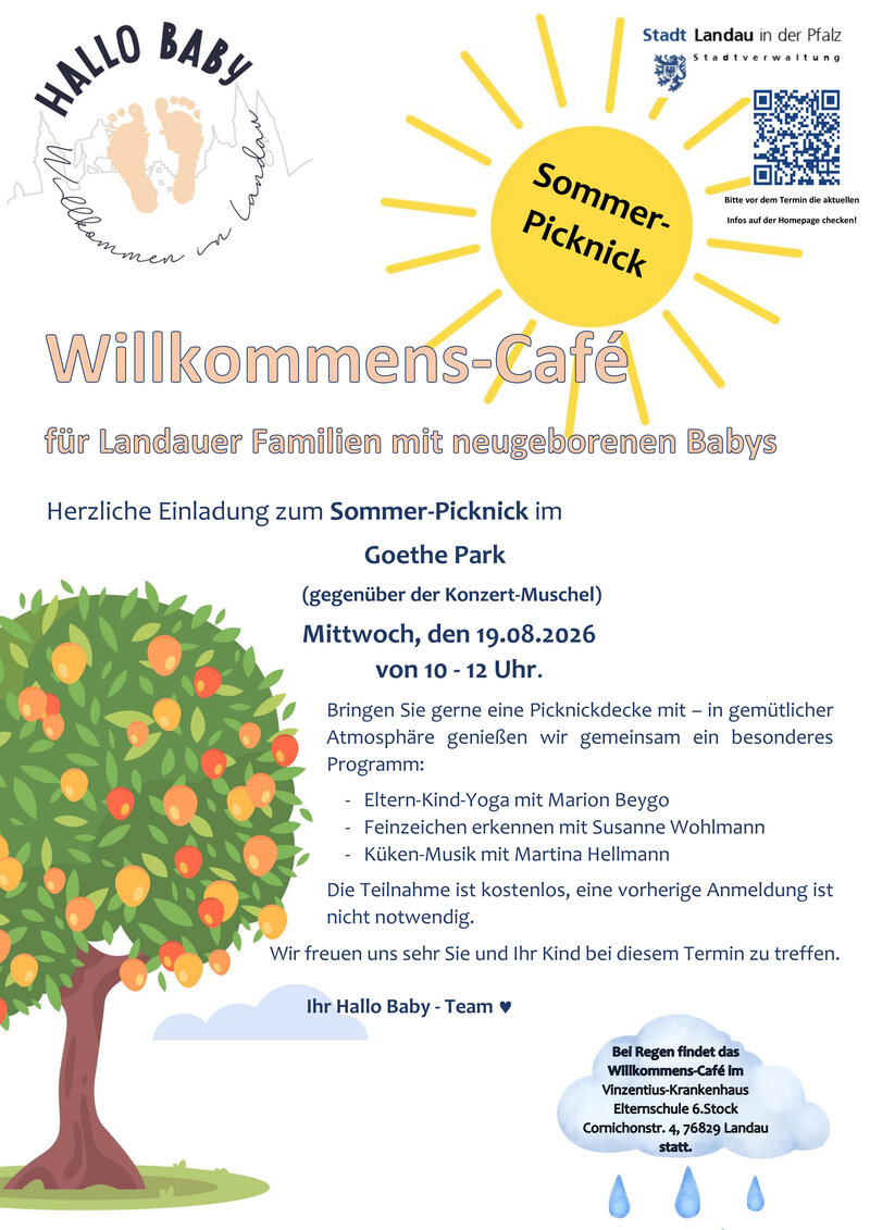 Am Mittwoch, 19. August, von 10 bis 12 Uhr sind Landauer Familien mit ihren Babys und Schwangere zu einem gem&uuml;tlichen Sommer-Picknick im Goethepark eingeladen.