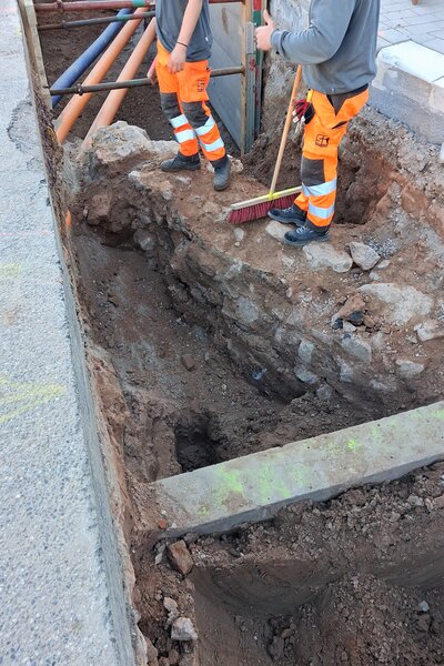 Bild vergr&ouml;&szlig;ern: Im Landauer Marienring wurden Reste der historischen Stadtmauer gefunden.