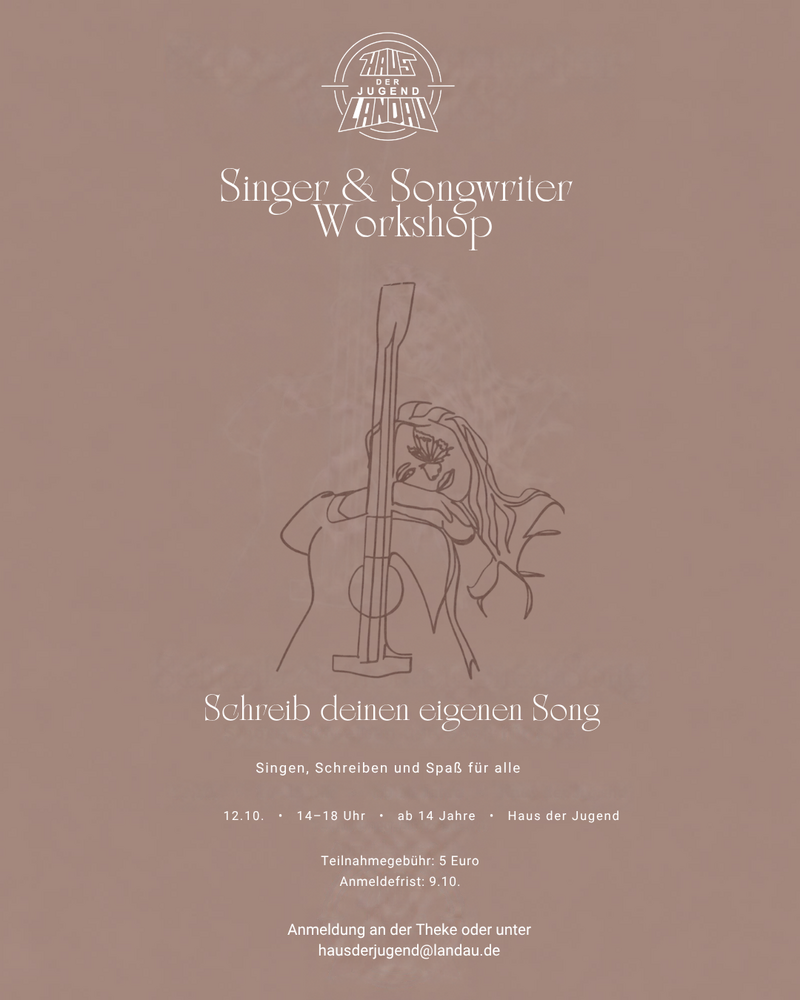 &raquo;Schreib deinen eigenen Song&laquo;: Am 12. Oktober veranstaltet die Jugendf&ouml;rderung der Stadt Landau einen Singer&Songwriter-Workshop.  