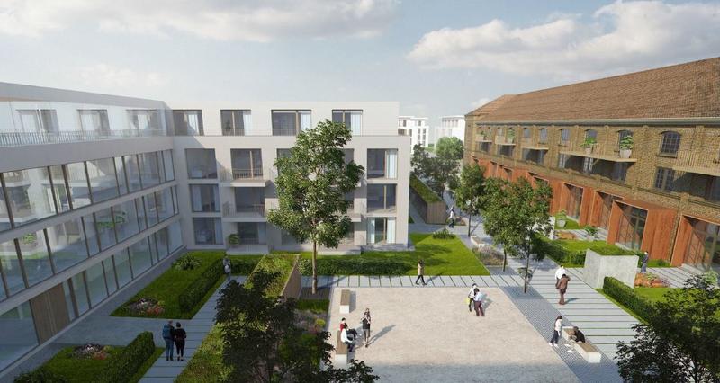 Alt trifft neu: Auf den Baufeldern 30a und 31 im &raquo;Wohnpark Am Ebenberg&laquo; sollen in einem Bestandsgeb&auml;ude sowie im Neubau Eigentums- und Mietwohnungen mit dem Schwerpunkt seniorengerechtes und barrierefreies Wohnen entstehen.