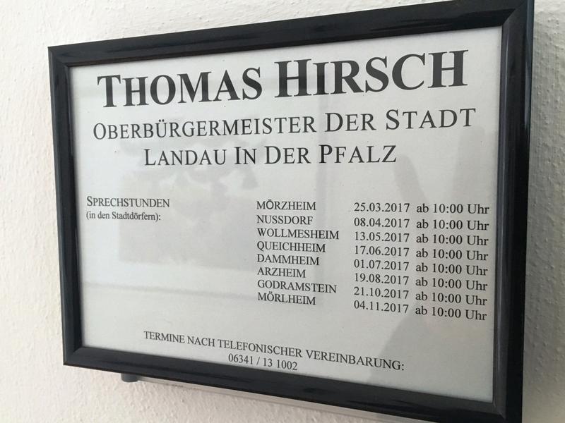 Landaus Oberb&uuml;rgermeister Thomas Hirsch wird in den kommenden Monaten in allen acht Stadtd&ouml;rfern B&uuml;rgersprechstunden anbieten.
