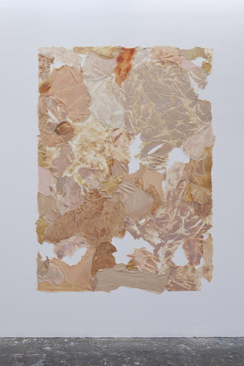 Eines der vielen Werke von Landauer Kunstdozentinnen und -dozenten, die noch bis zum 15. M&auml;rz in der St&auml;dtischen Galerie Villa Streccius zu sehen sind: Ohne Titel, Latexmilch, Gewebe, Tackernadeln, ca. 220 x 280 cm, 2014 von Johanna Trautmann (Foto: Susan