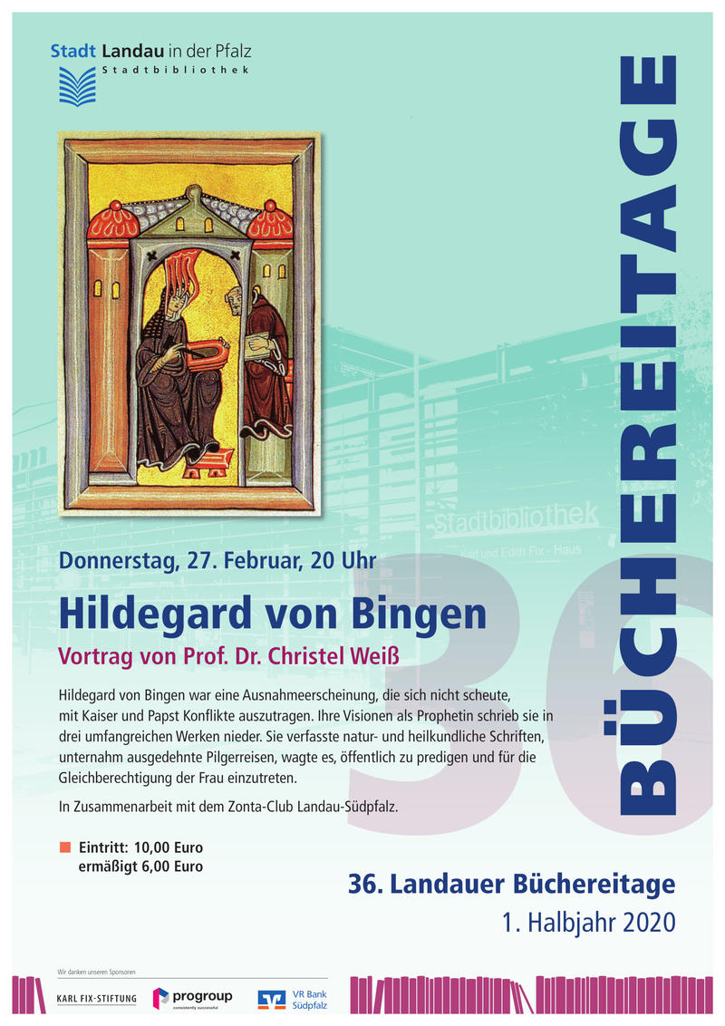 Um Hildegard von Bingen geht es am Donnerstag, 27. Februar, um 20 Uhr in den R&auml;umlichkeiten der Stadtbibliothek Landau.
