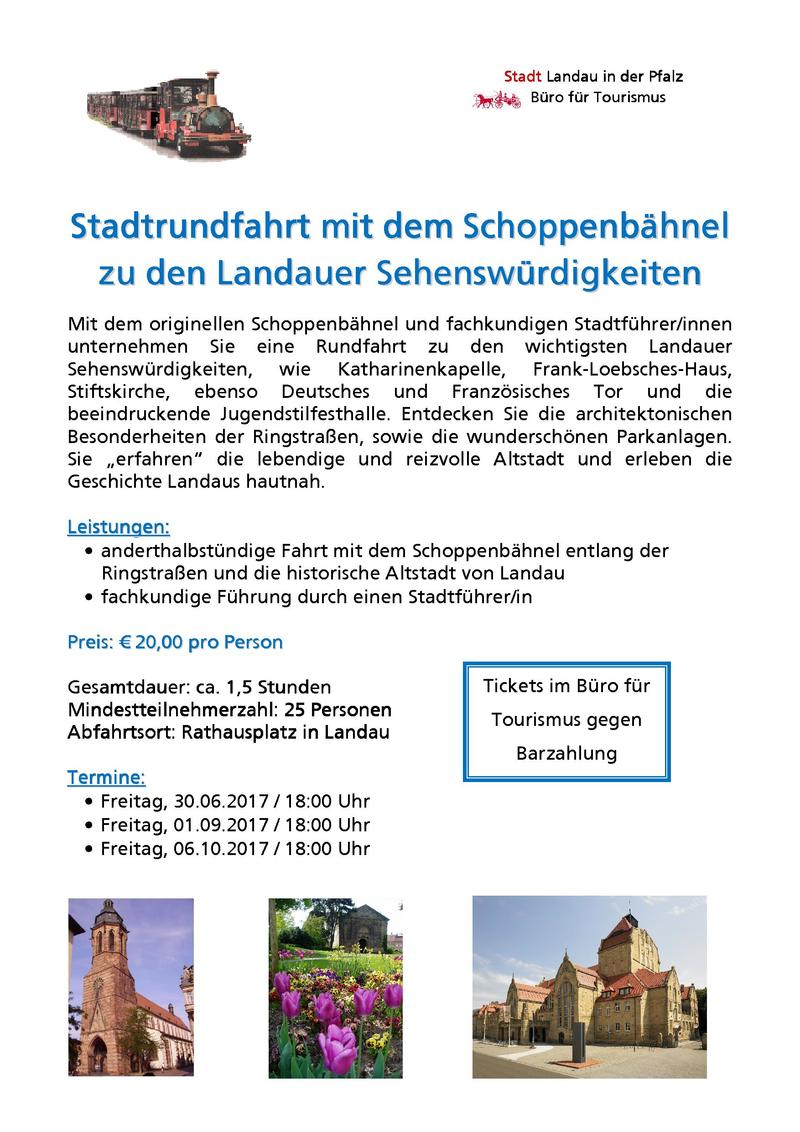 Plakat zur Stadtrundfahrt mit dem Schoppenb&auml;hnel.