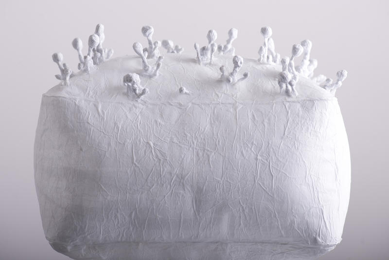 Sophie Casado, Noppenkissen, Seidenpapier, 30 x 24 x 20 cm 